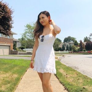 Shoulder tie mini dress